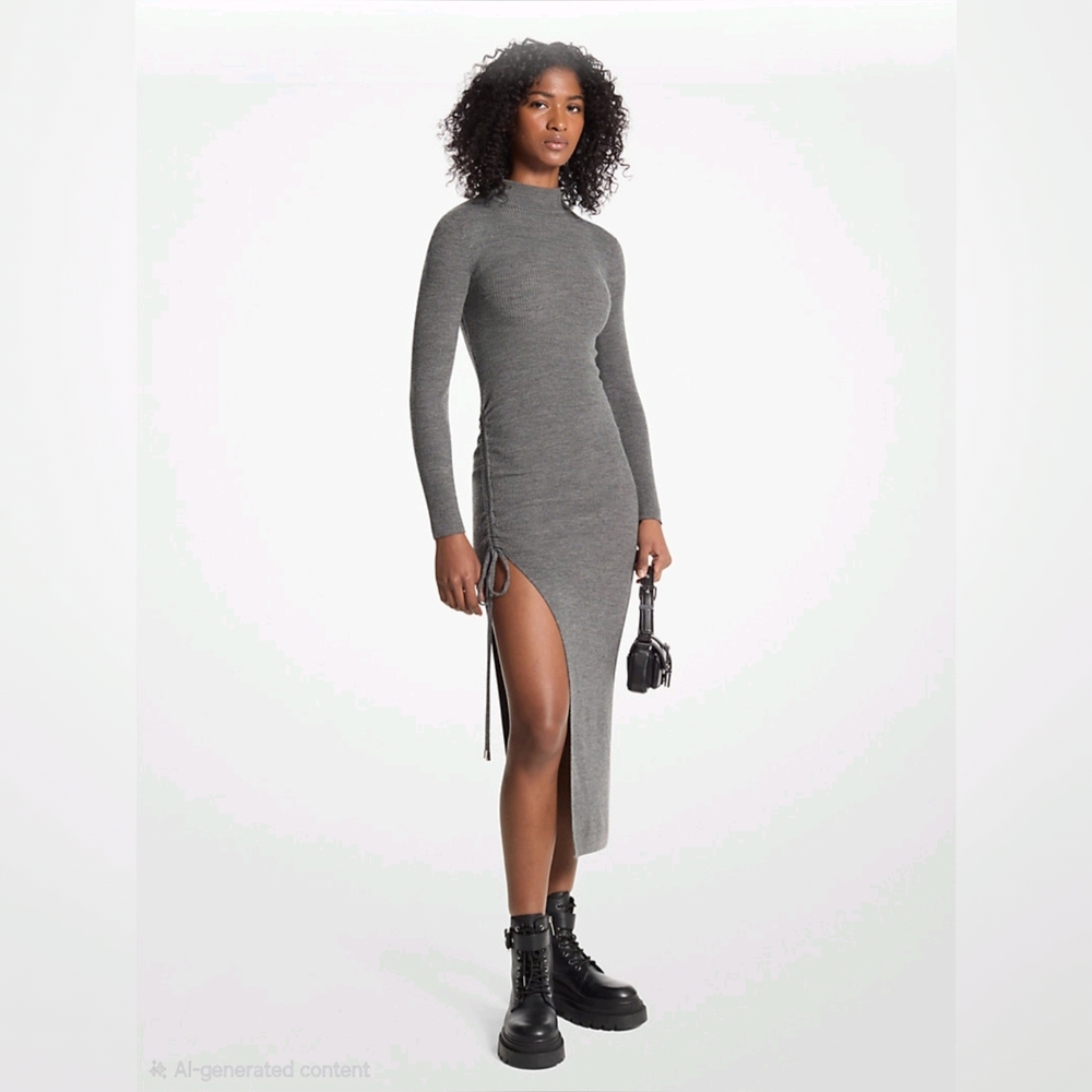 NWT! Michael Kors Wool Ruched Dress